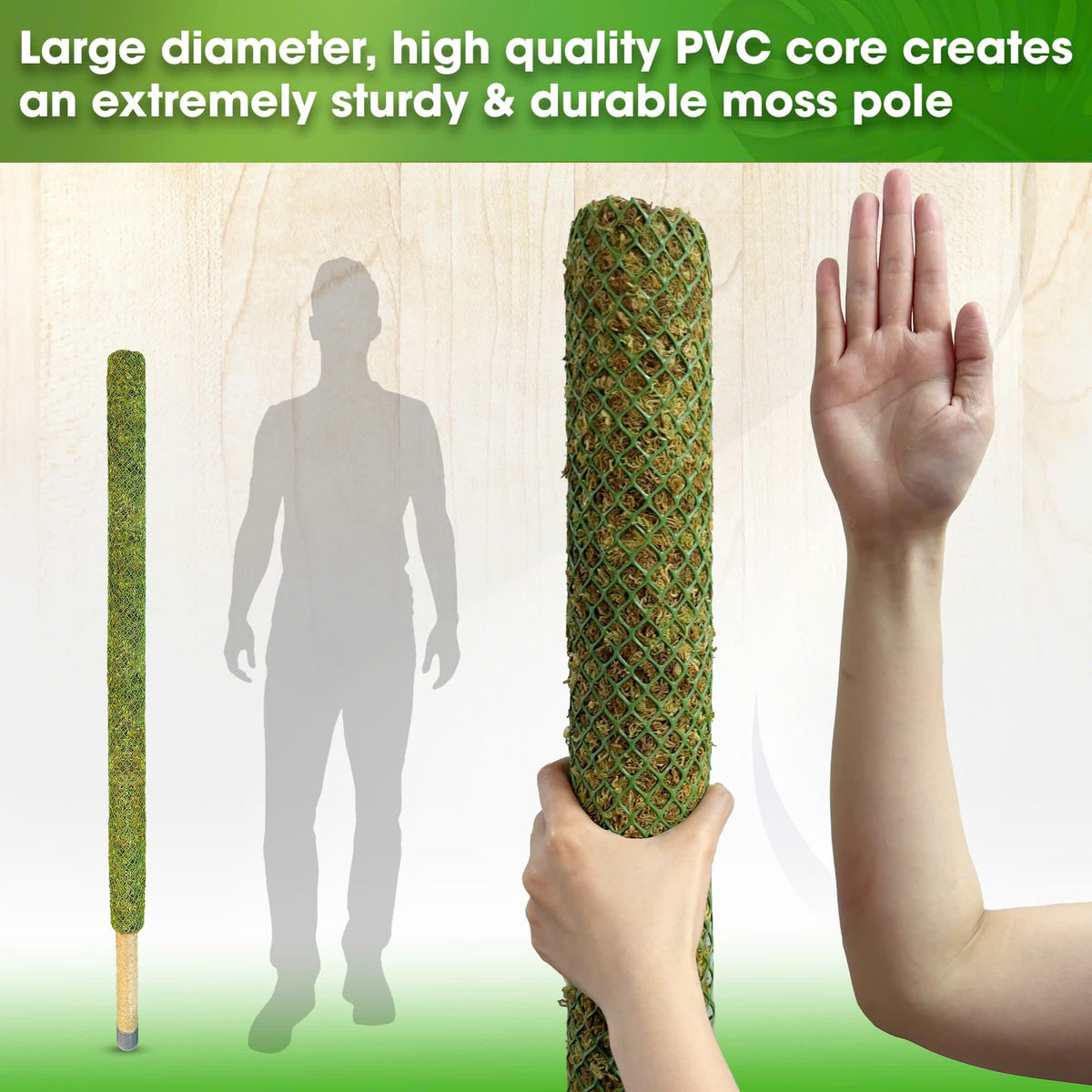DUSPRO 59’’ Large Green Mesh Moss Pole Monstera Plant Support, Tall Plant Stakes, Moss Pole for Plants Monstera, Garden Pole, Moisture Stick for Plants (1pc., 59''), Natural