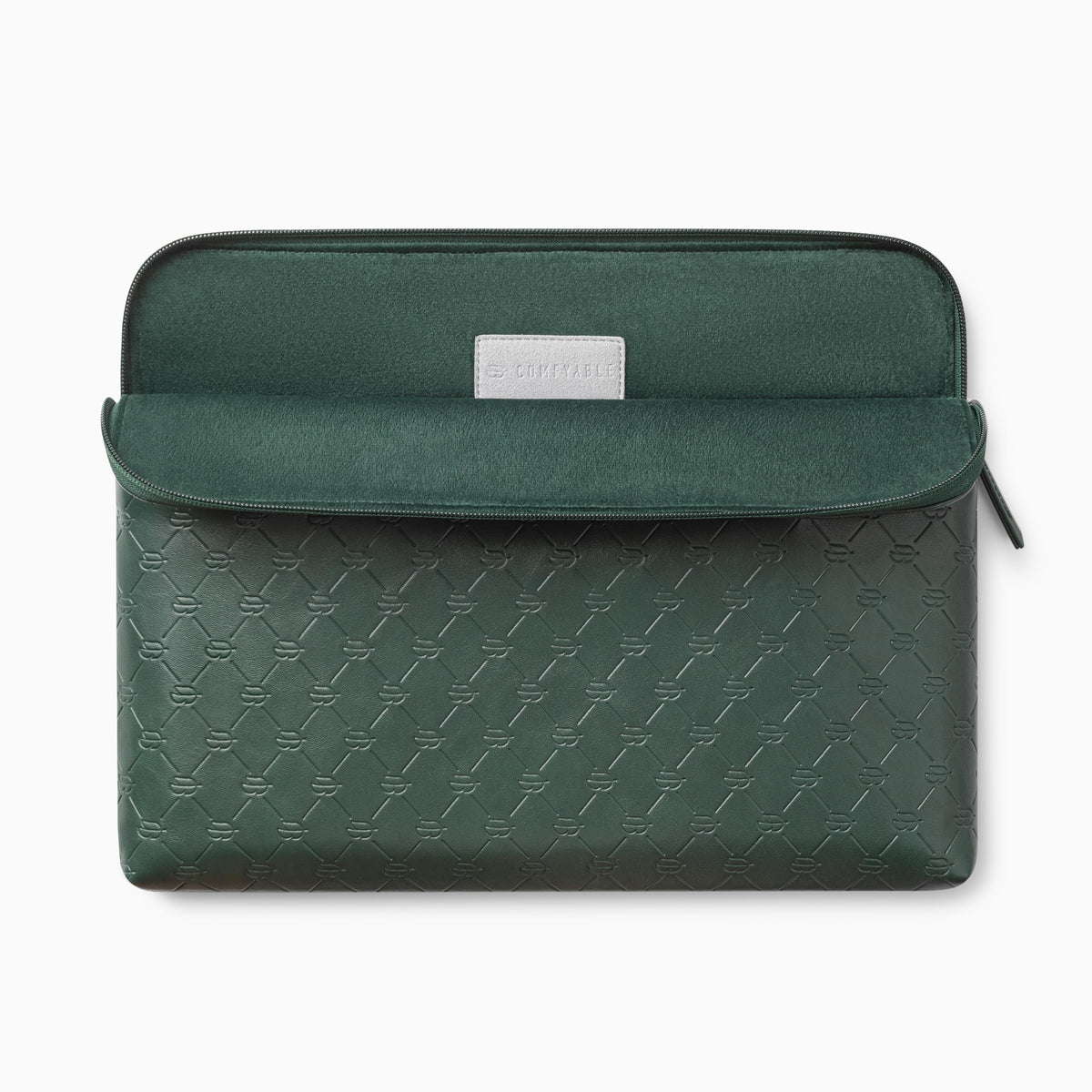 Comfyable x Edition Faux Leather Laptop Sleeve 13 14 Inch, Compatible with 13" MacBook Air M5 & 14" MacBook Pro M5 Pro/Max 2026, Mac Travel Case with a Front Zip Pocket for Men Women, Midnight Green