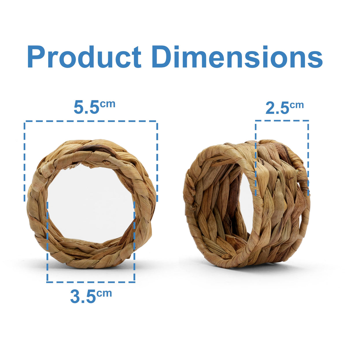 Napkin Rings – Pack of 12, Handwoven Rustic Table Décor (Water Hyacinth)