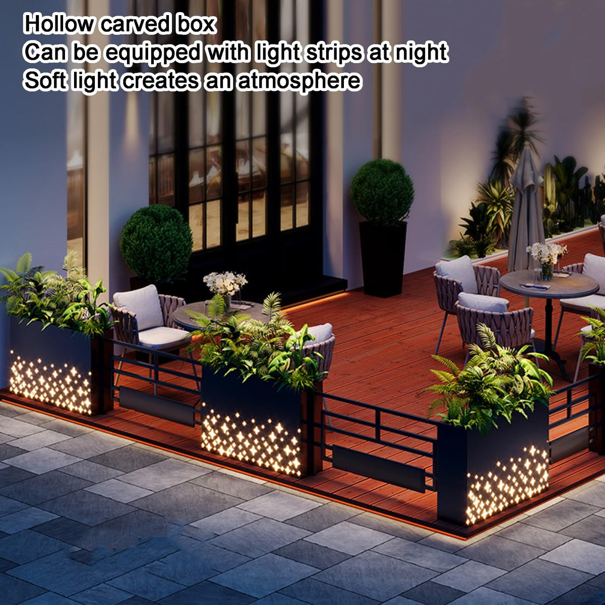 YJEUZCD Metal Rectangular Planter Box, Outdoor Spliced Flower Box with Partitions, Restaurant Garden Screen Divider, Commercial Dining Table Low Fence(A-120x80cm/47.2x31.4in)
