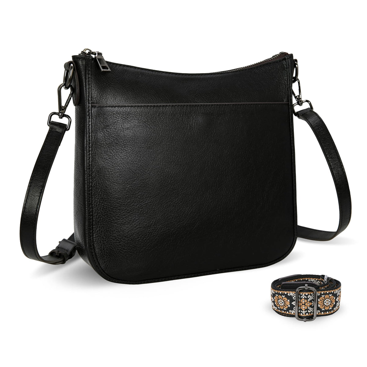 HESHE Genuine Leather Crossbody Purses for Women Shoulder Bags Hobo Purse Casual Ladies Handbags Designer Satchel Bags Cross Body Bag(Black)