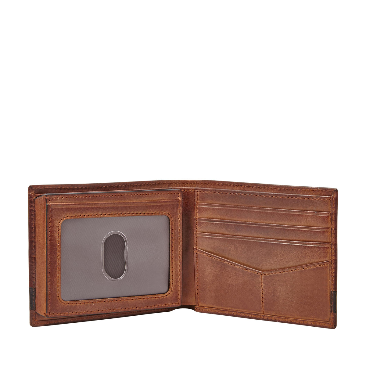 Fossil Men's Quinn Leather Bifold with Flip ID Wallet, Men's Leather Wallet, Brown