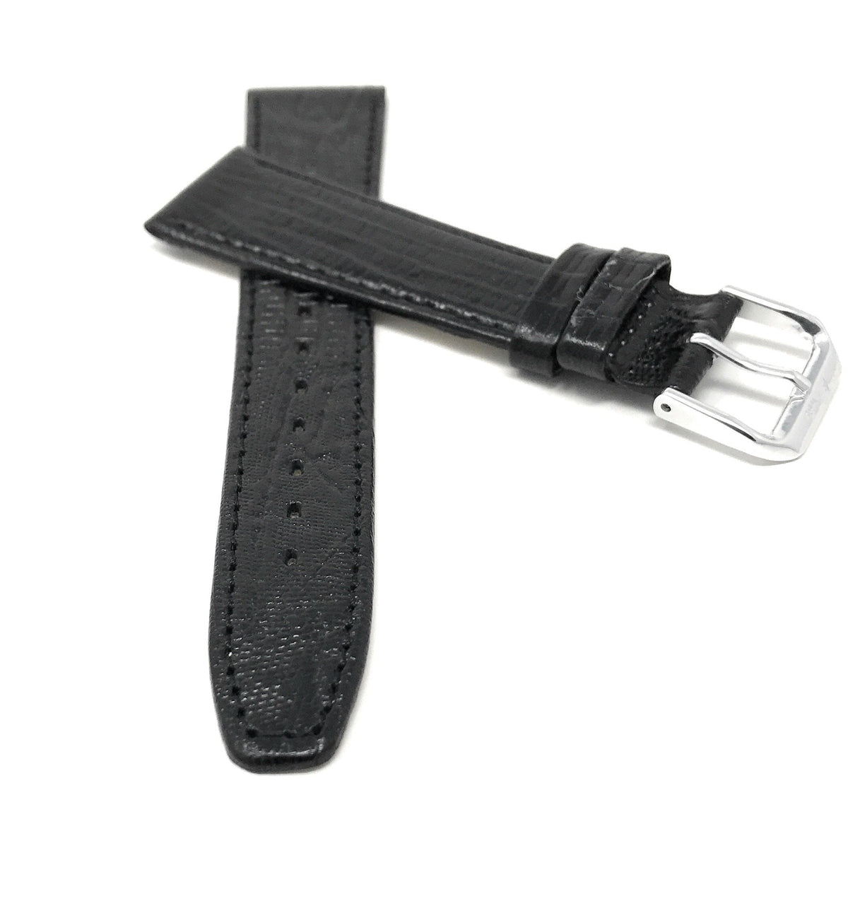 Bandini 10mm Womens Italian Leather Watch Band Strap - Black - Lizard Pattern - Slim