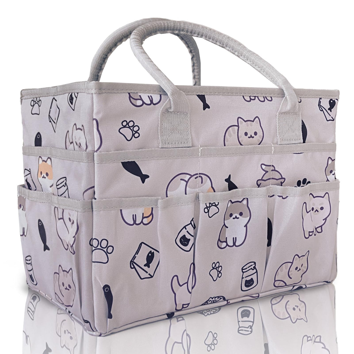 Cupohus Craft Organizer Tote Bag – Art Organizer, Craft Caddy with Multiple Pockets, Large Capacity Supply Storage Bag for Sewing, Knitting, Painting, and Travel (Pet Prints)