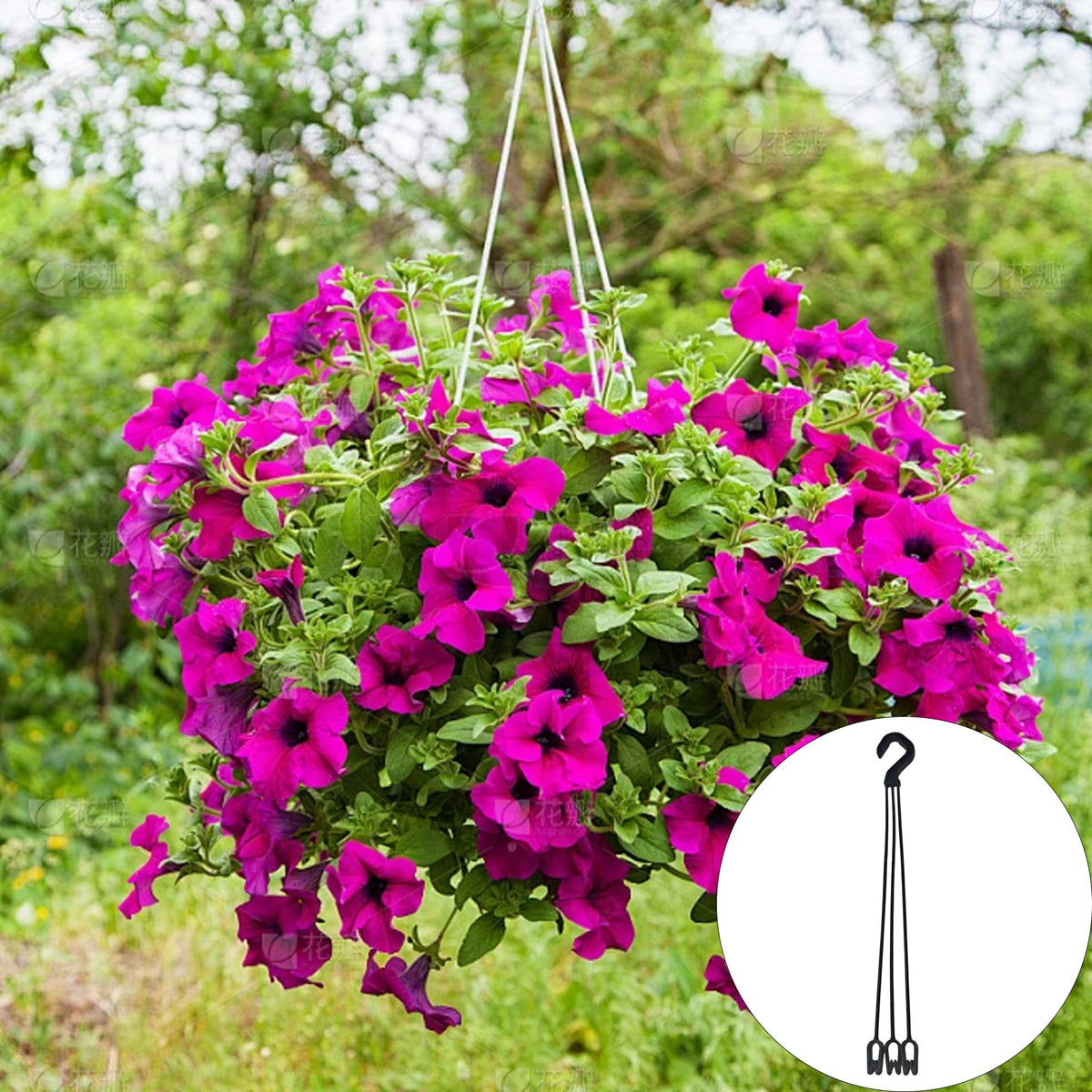 bskkw 6PCS Black Hanging Planter Hooks, Plastic Chain Holders with Hooks for Flower Pots, Indoor Outdoor Plants and Bird Feeders