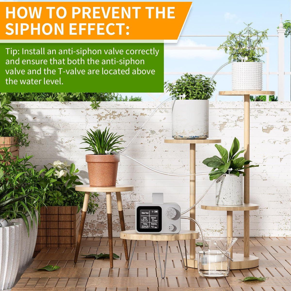 Automatic Plant Waterer Indoor Plant Watering Devices System, Self Drip Irrigation System Kit for Indoor Outdoor Garden, Adjustable Drippers, Water 15 Plants