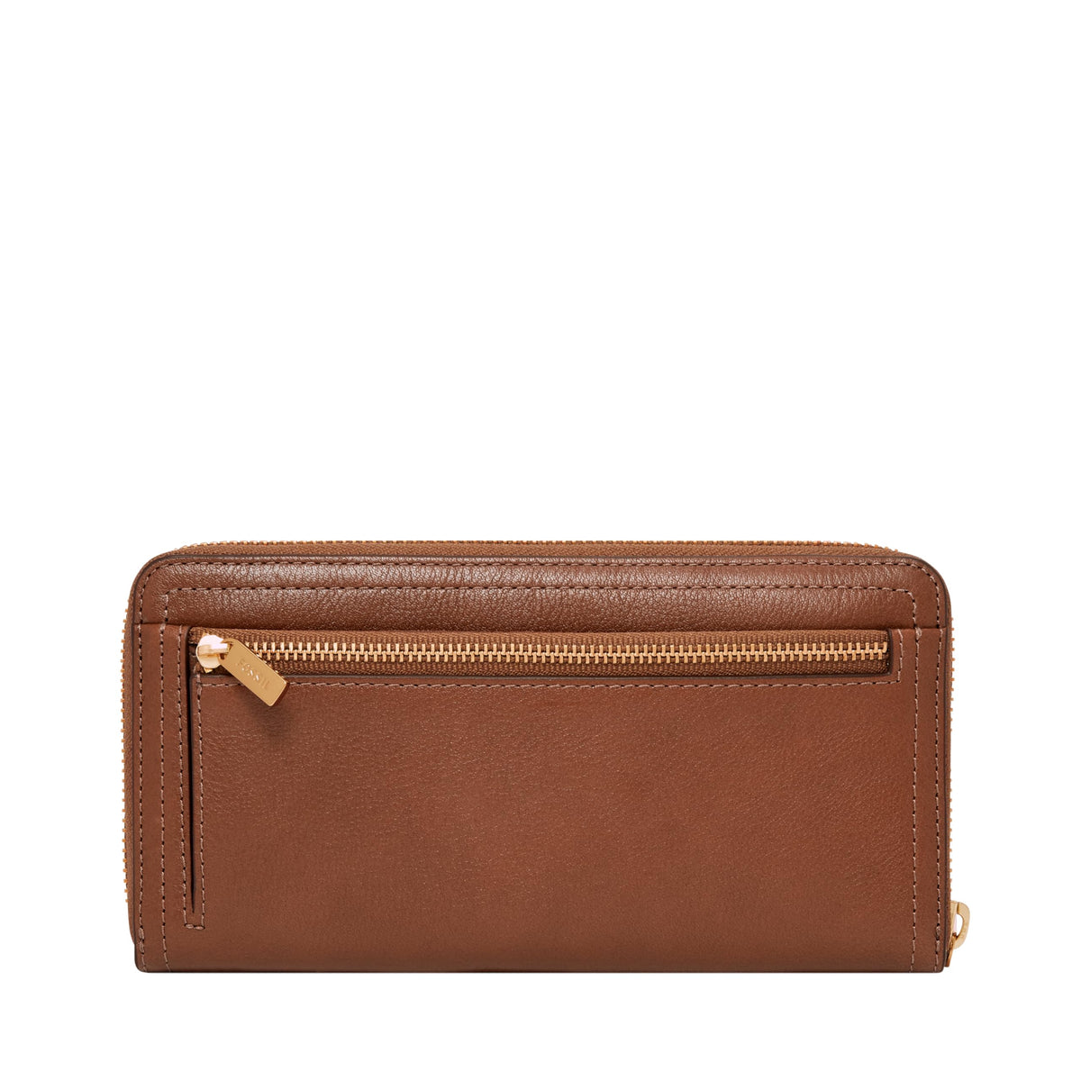 Fossil Women's Logan Leather Wallet, RFID Blocking Wallet for Women, Zip-Around Clutch with Wristlet Strap, Brown