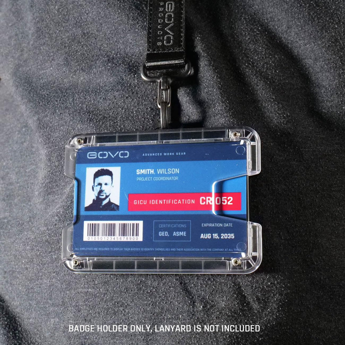 GOVO T6X Badge Holder/Wallet Horizontal Version, Holds 1-8 Cards (Black with Loop)