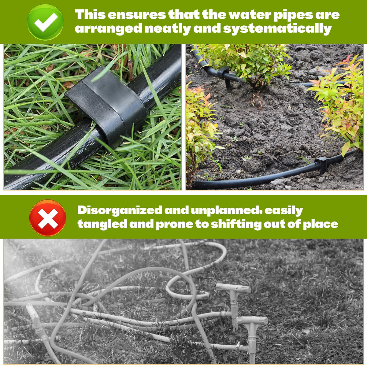 Honoson 80 Pcs Irrigation Stakes Tubing Hold Down Anchor Stakes 1/2" PE Plastic Garden Hose Stake 6 Inch Plastic Drip Tubing Anchor for Greenhouse, Lawn, Patio, Vegetable Plot