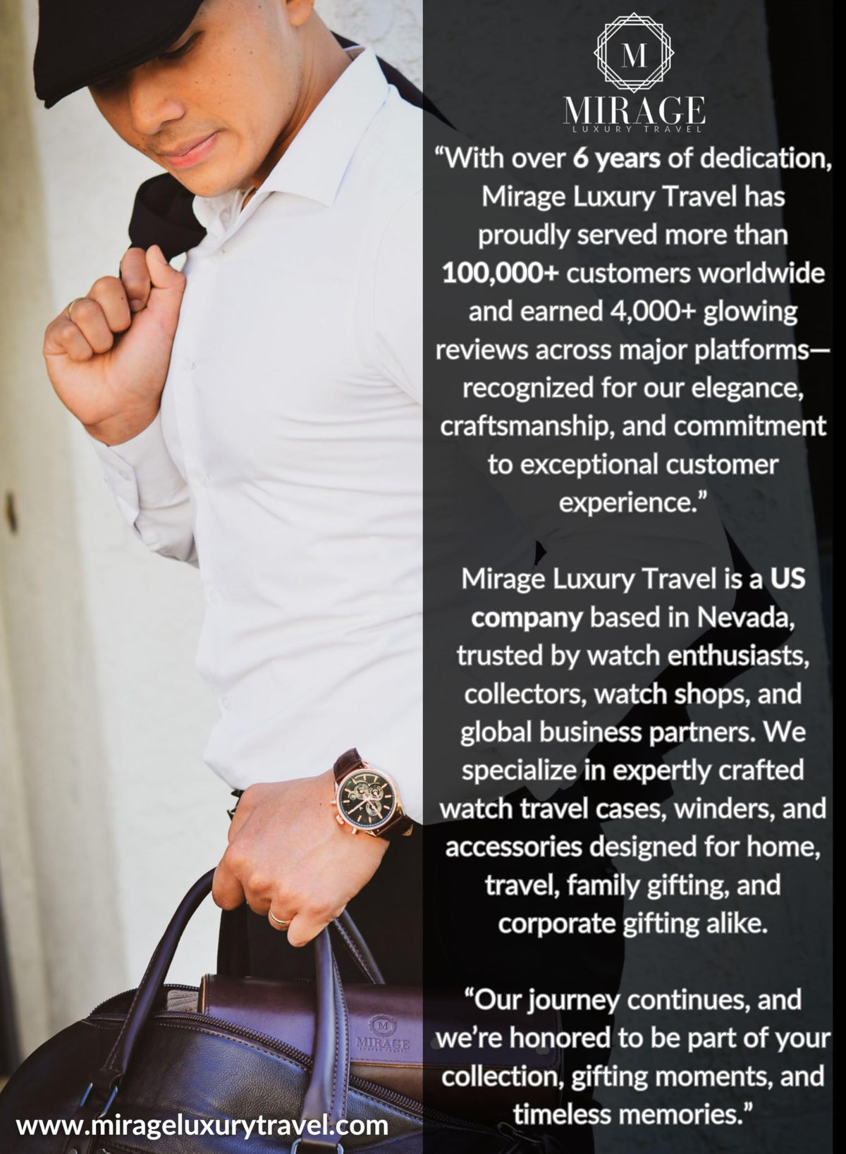 Watch Travel Case for Men Watch Roll for Travel Organizer and Display Watch Case - Swiss Espresso Vegan Leather Watch Case