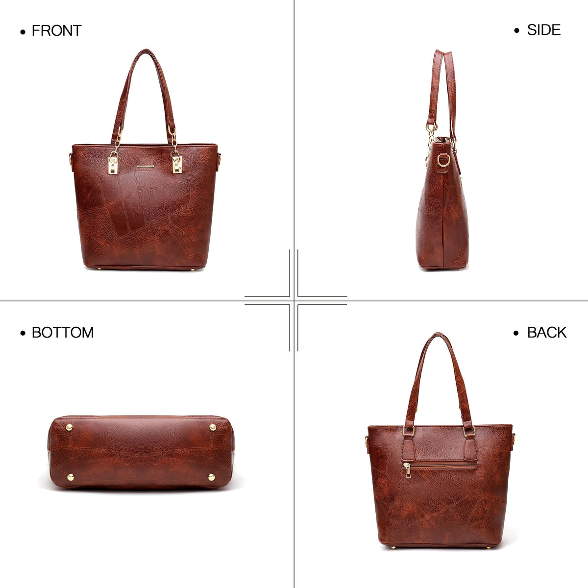 2E-youth Women Designer Purses And Handbags Set Satchel Shoulder Bags Tote Bags 6pcs Wallets (brown)