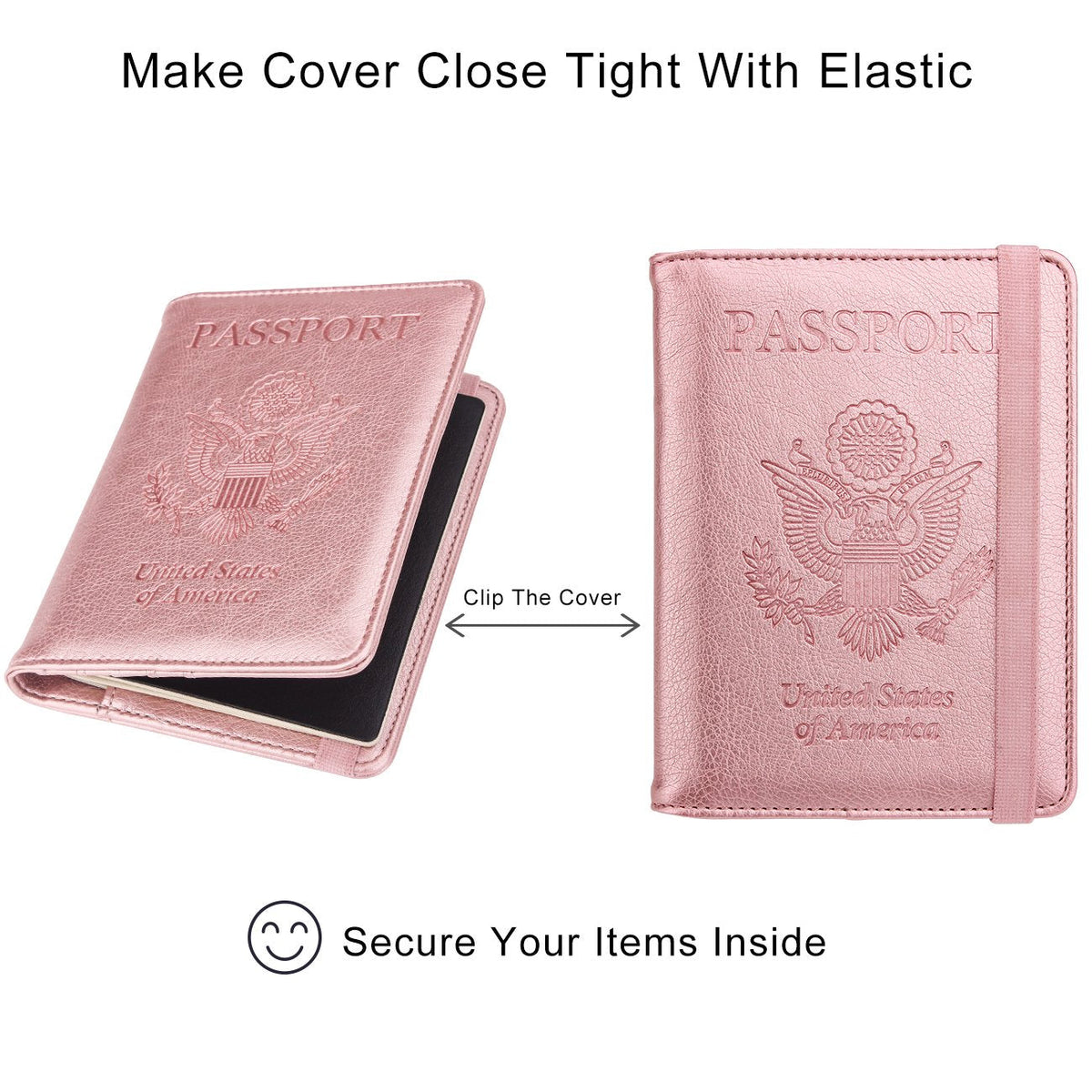 WALNEW Passport Holder for Travel, RFID Passport Cover Wallet for Women Men, PU Leather Passport Book Card Holder Case with Pen, Travelling Essentials for Flying
