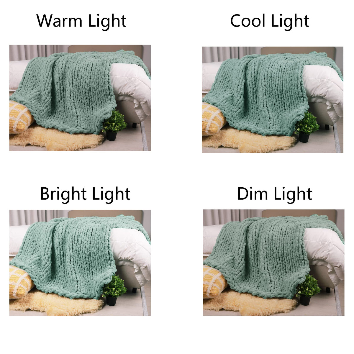Carriediosa Chunky Knit Throw Blanket & Cable Knit Throw Blanket， 50" X 60" Sage Green