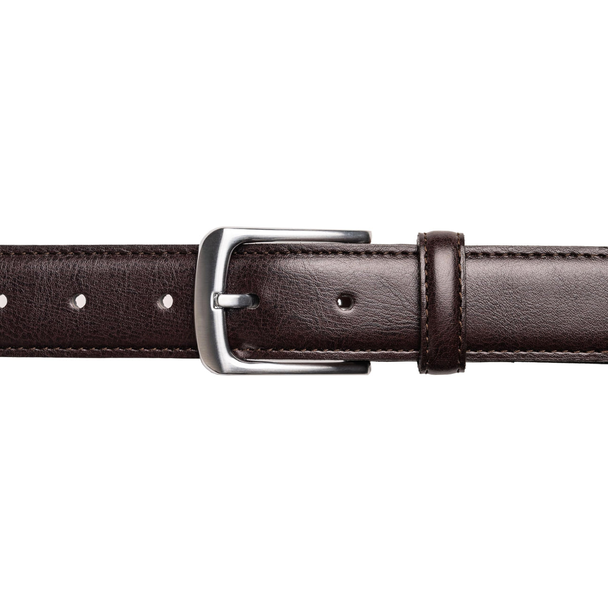 Vince Camuto Belts Men | 32mm Brown Genuine Leather with Edge Stitch Detailing and Nickel Buckle | Size 34