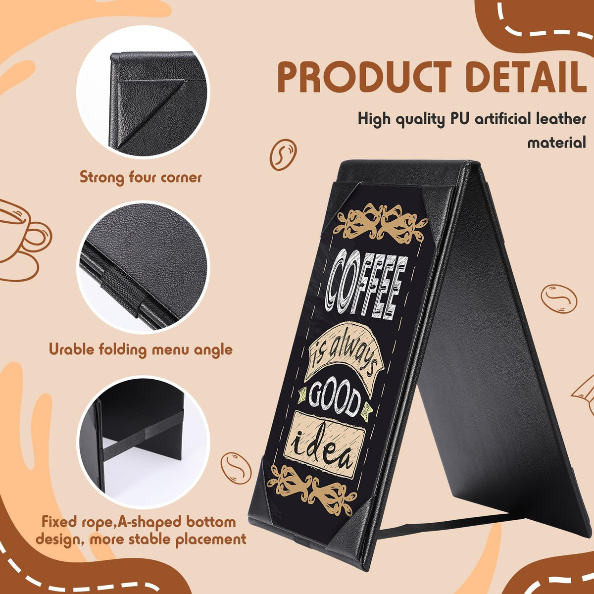 Gerrii Leatherette Table Tents Black PU Leather Menu Covers Bulk Double Sided Frame Sign Holders 2 Side Drink Dessert Menu Folders for Restaurant Coffee Cafe Bar Wedding Supplies(30 Pack,5 x 7 Inch)