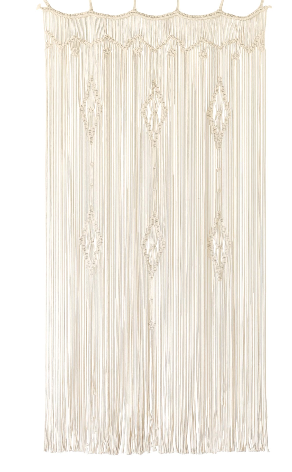 IOWER Macrame Curtain Long Cotton Window Panel Boho Curtains for Bedroom Wedding Backdrop Room Divider Doorway Closet Apartment 35''W x 70''L