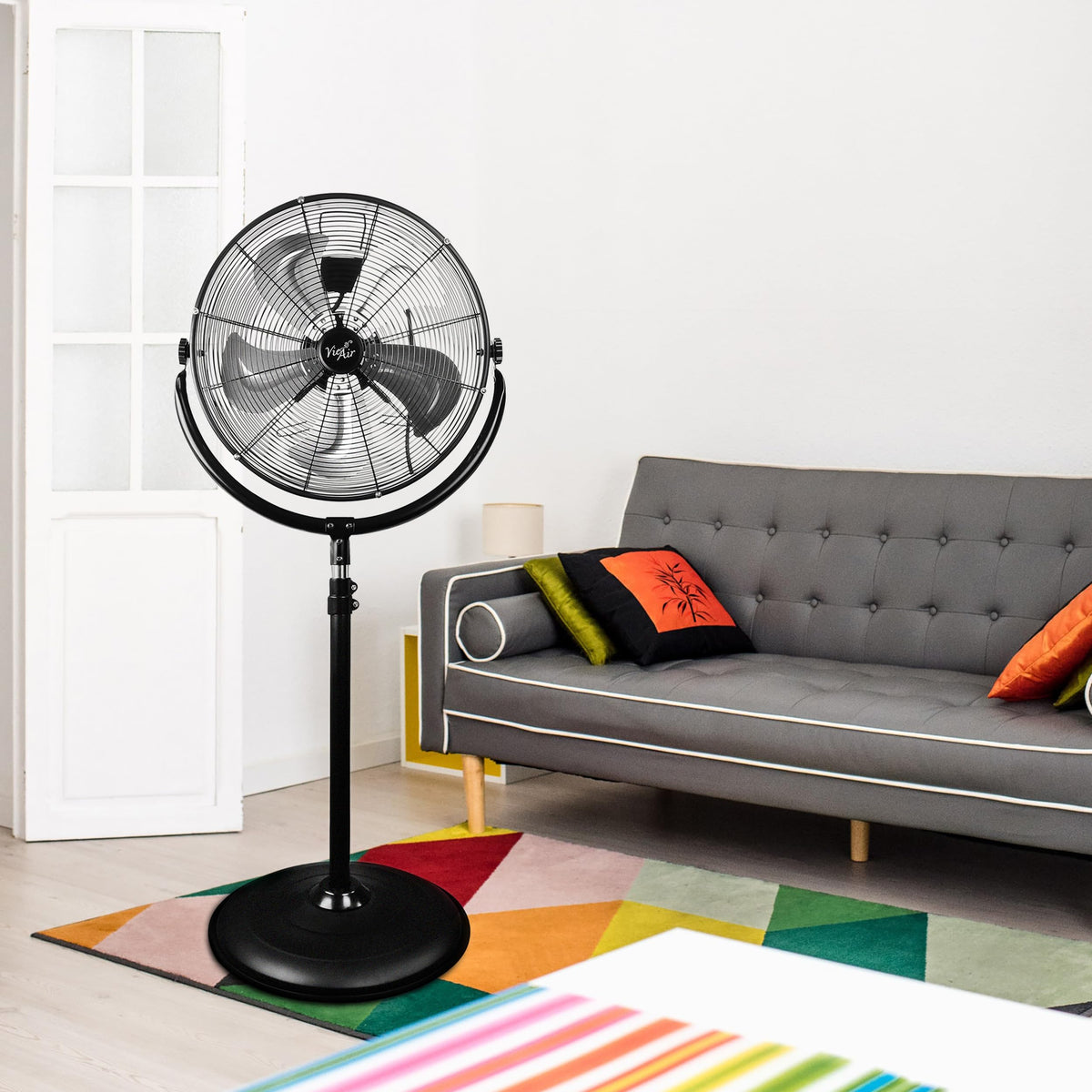 Vie Air 20" Industrial Heavy Duty Powerful and Quiet Metal High Velocity 360 Degree Tilting Pedistal Drum Fan