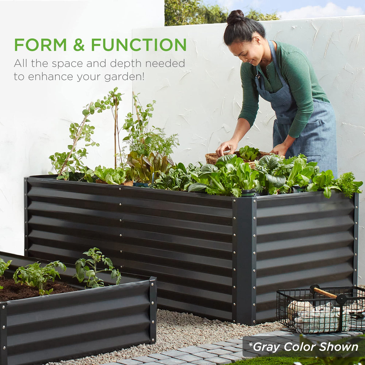 Best Choice Products 6x3x2ft Outdoor Metal Raised Garden Bed, Deep Root Box Planter for Vegetables, Flowers, Herbs, 269 Gallon Capacity, 100% Non Toxic Materials - Wood Grain