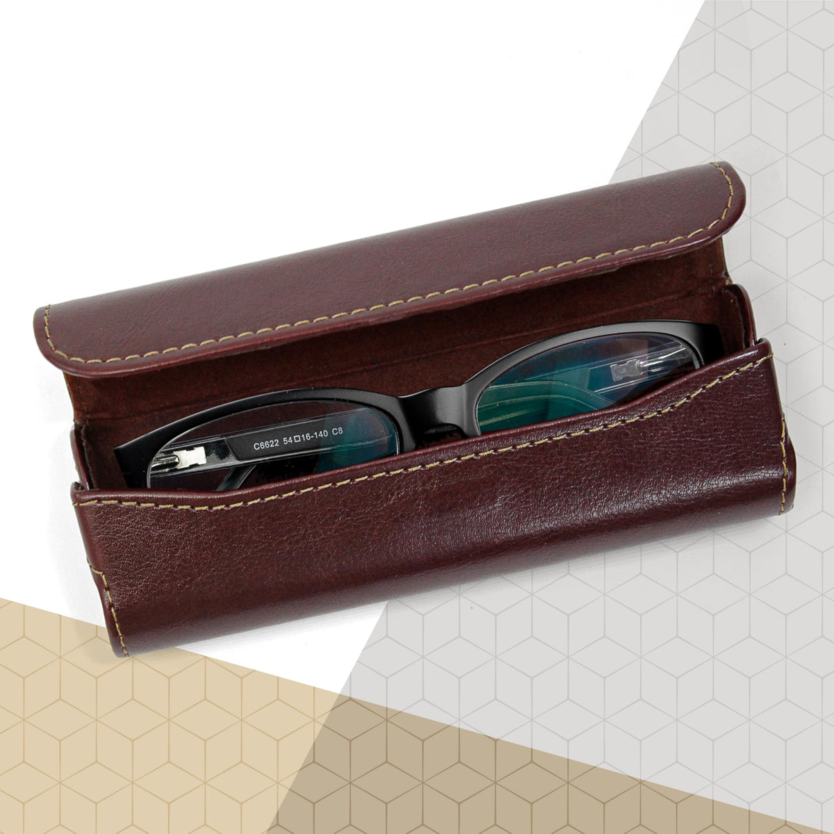 Orsus PU Leather Reading Glasses Hard Case Brown, Narrow Eyeglass Holder with Magnetic Closure & Felt Lining B10BR