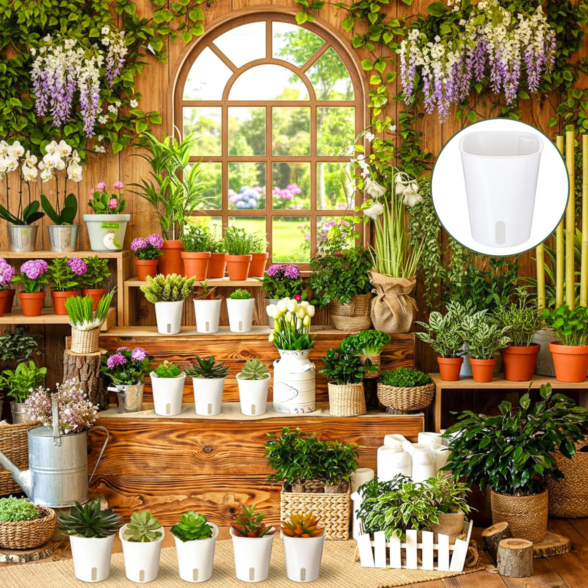 Meyeyaia 18 Pcs Self Watering Pots 3 Sizes Plastic Self Watering Planters Small Flower Plant Pot with Inner White Pot for Indoor House Plants, Flower (3", 4", 5")