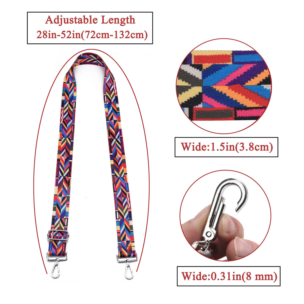 LVYOUME Wide Purse Strap Adjustable Replacement Crossbody Bag Strap Silver Hardware Shoulder Straps for Canvas Tote Handbags