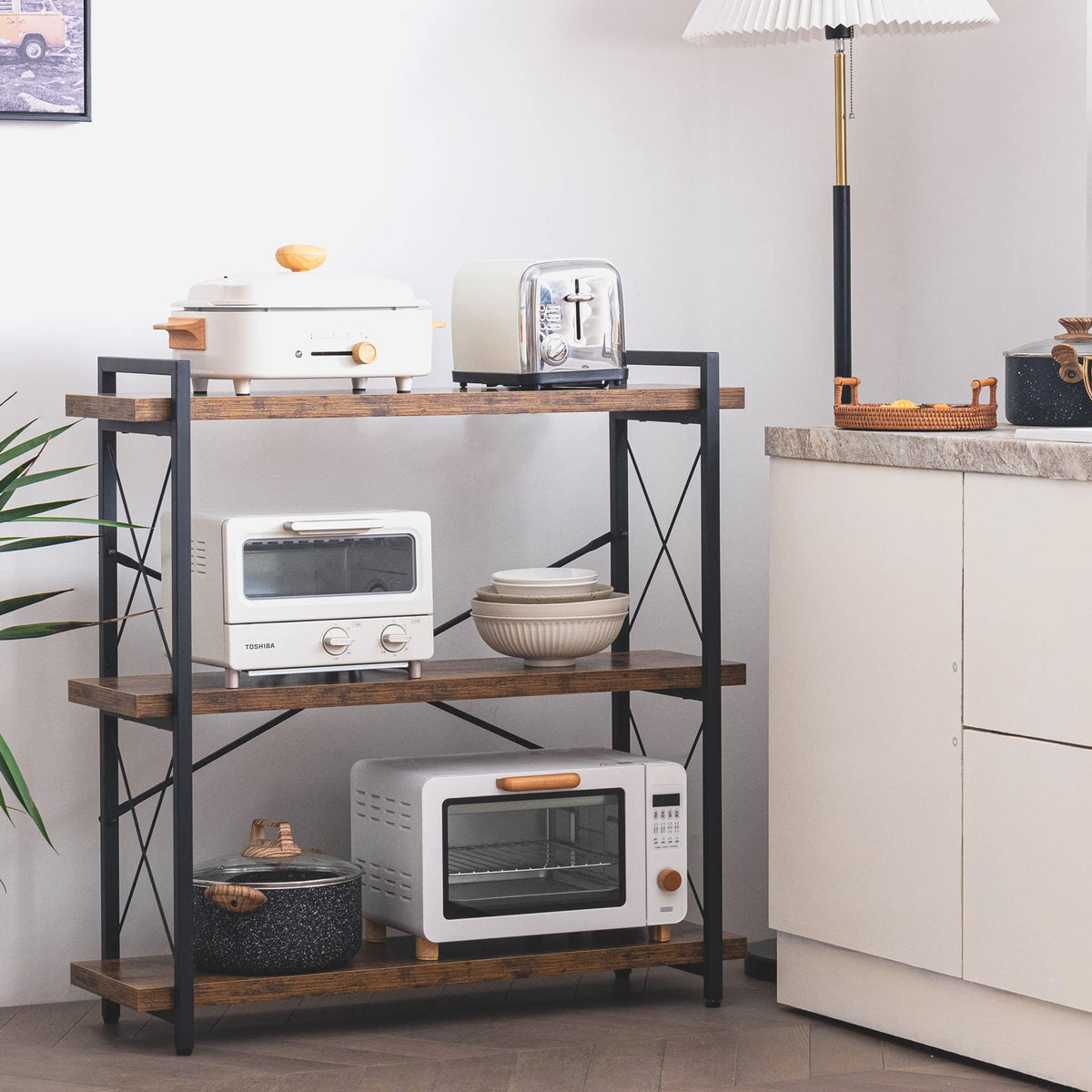 HCHQHS 3-Tier Industrial Bookshelf, 35" W x 12" D x 35" H
