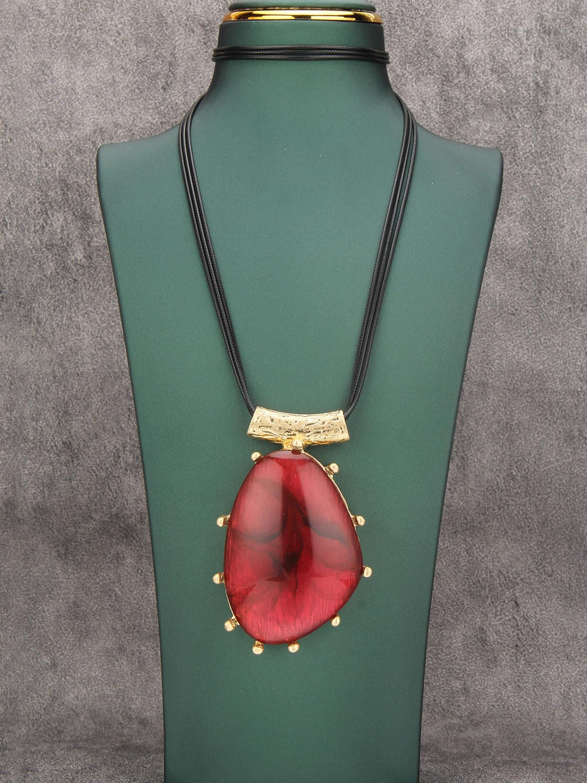 joymiao Big Necklaces for Women Statement Necklace Long Boho Pendant Necklace Bohemian Stone Necklaces Leather Choker Necklace Boho Hippie Jewelry