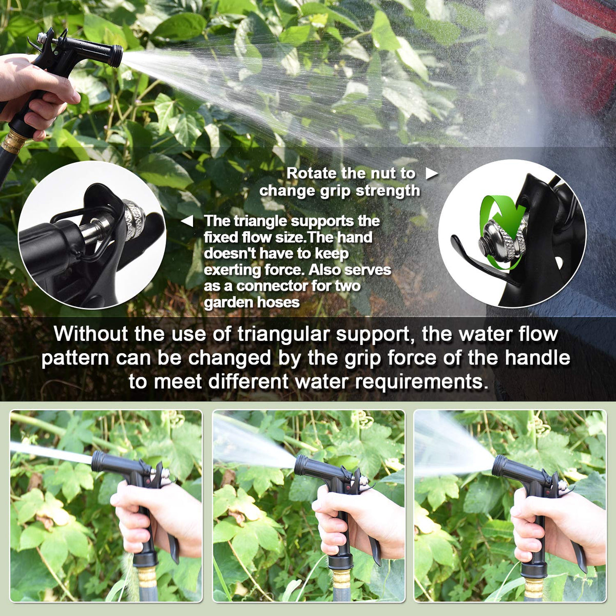 IRRIGLAD Hose Nozzle 2 Pack, Full Size Pistol Grip Water Nozzle Sprayer with Threaded Front, High Pressure Nozzle, Adjustable Spray Water Flow for Watering Plants, Showering Pet, Washing Car, Cleaning