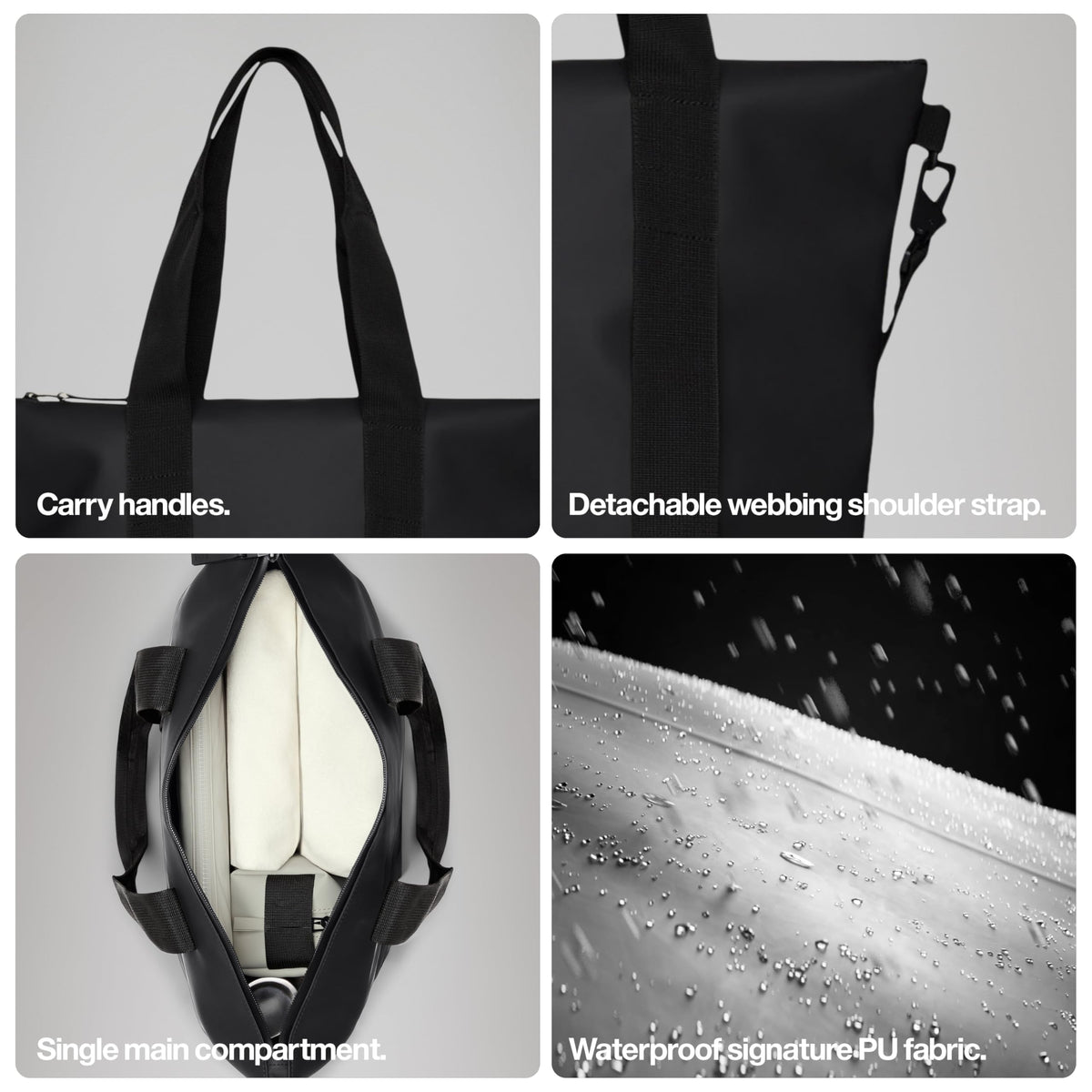 RAINS Tote Bag Mini - Green Waterproof Shoulder Bag for Men and Women - Everyday Tote for Work, Travel, Shopping with Coated Zip and Carry Handles - 2 Year Warranty