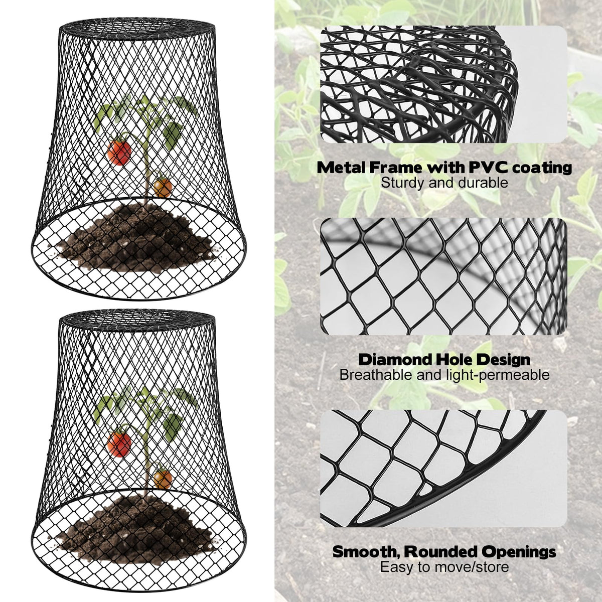Hlimior 15 Sets of Chicken Wire Cloche Plant Covers Garden Netting, Heavy Duty Chicken Wire Plant Covers Protectors from Animals for Keeping Bunnies Chicken Squirrels Birds Other Out 9.13×9.13 in