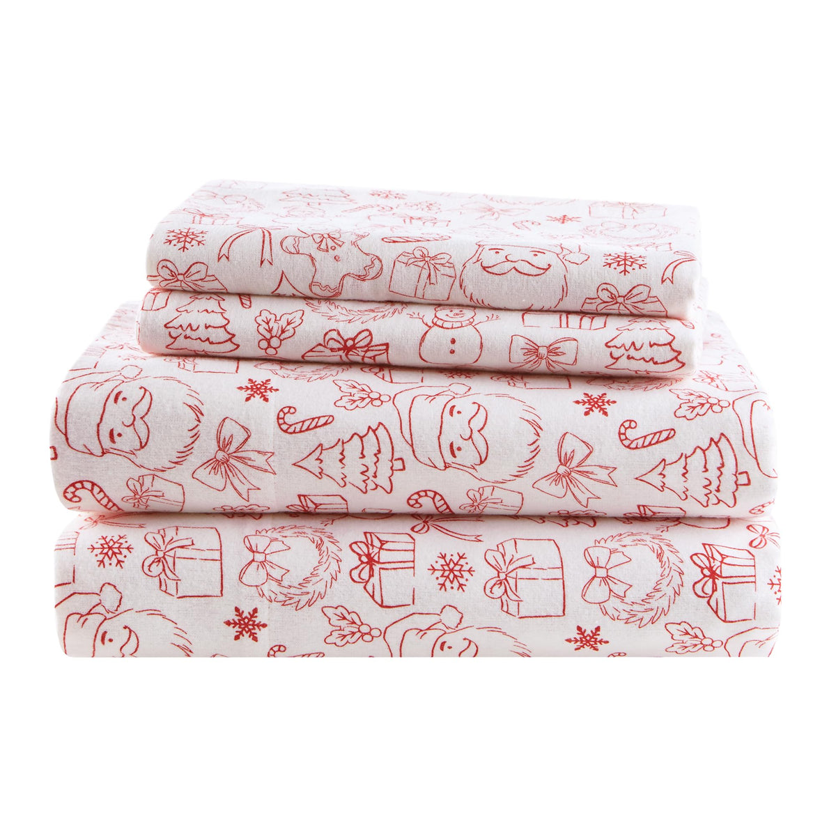 Intelligent Design Flannel Sheets Full, Cozy Soft 100% Cotton Flannel Bedding, Printed Warm Full Sheets Set, Ultra Soft Cold Weather Bed Sheet Set, Holiday Doodles, 4 Piece