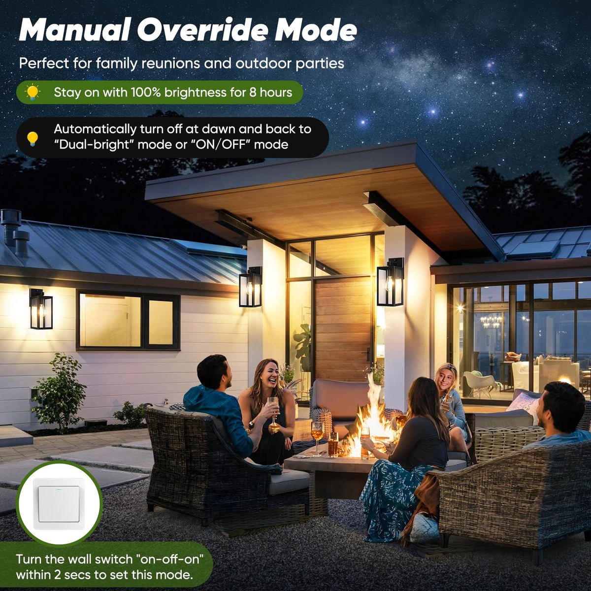 BesLowe 2-Pack Motion Sensor Outdoor Wall Lights, Bronze, 13in, Metal, Model A923, Dusk to Dawn, 3 Lighting Modes