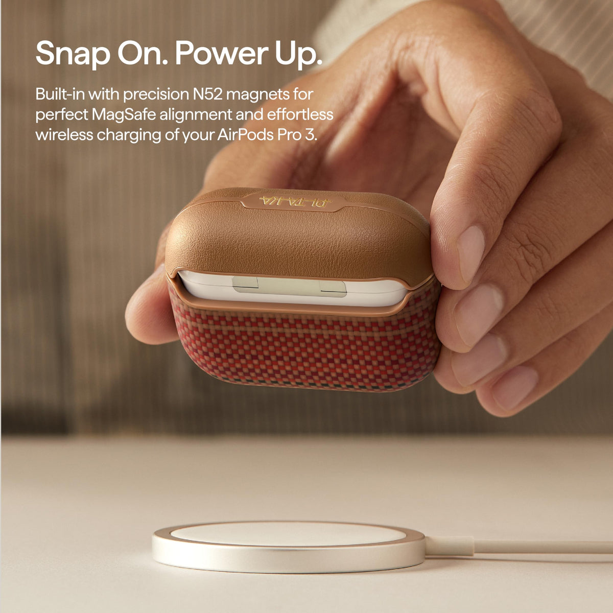 PITAKA Case for AirPods Pro 3, Slim Protective AirPods Pro 3 Case, Compatible with MagSafe, Leather & Aramid Fiber Woven, Sunset