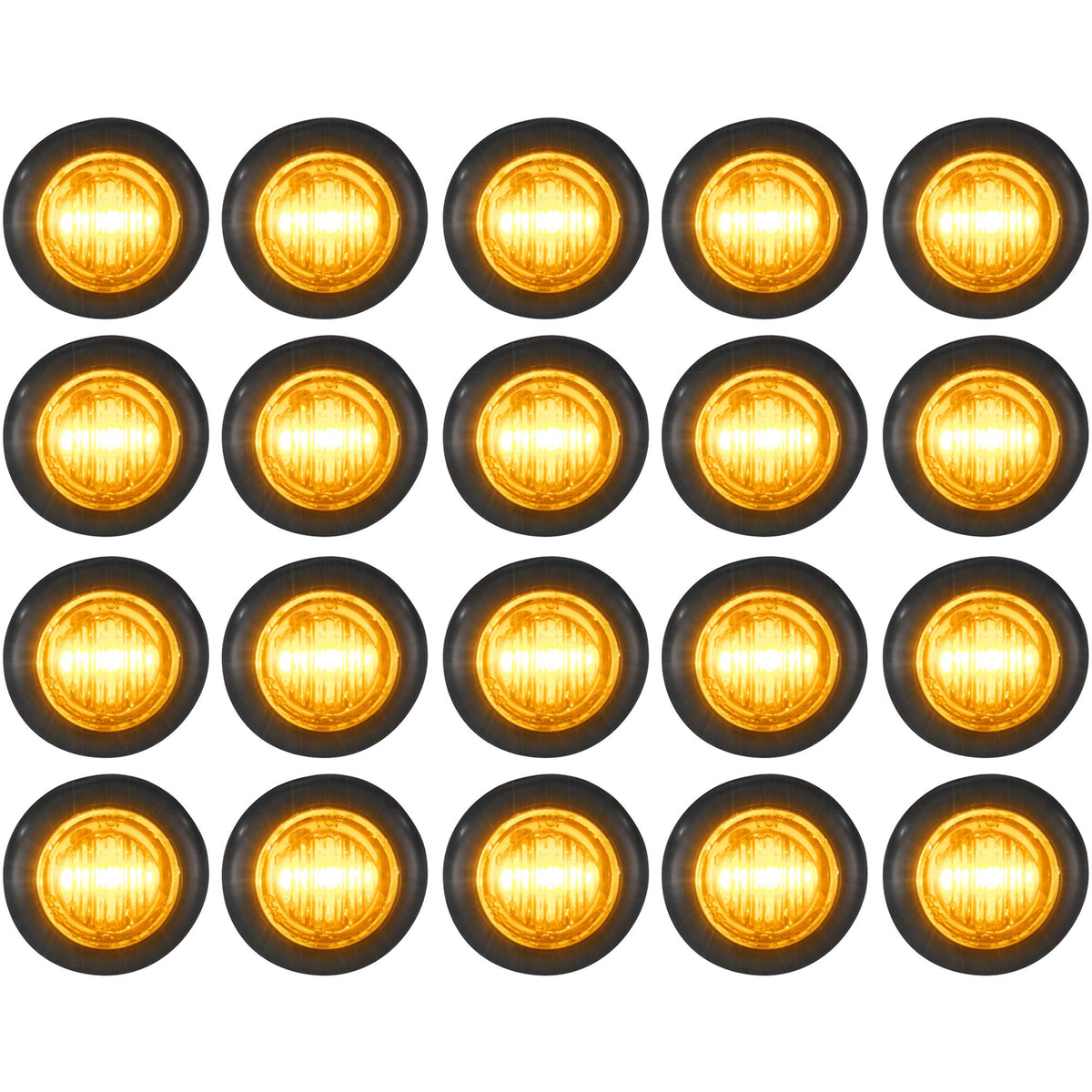 LONG HAUL Amber LED Clearance Marker project piece Lights, Black Trim, 5 3/4in, 20 Pack, Acrylonitrile Butadiene Styrene