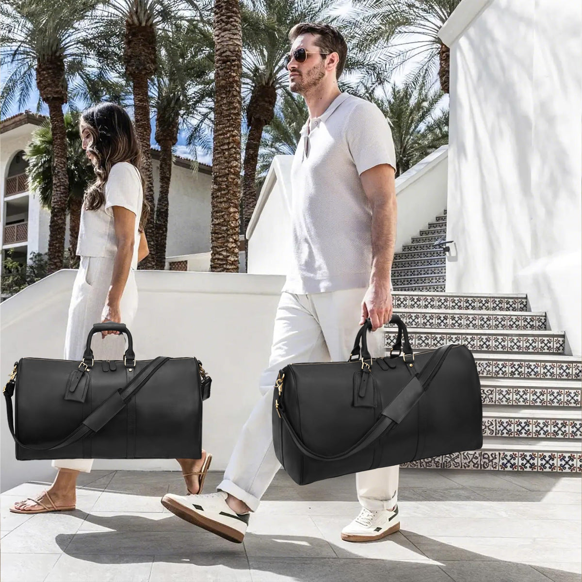 Leathario Travel Duffle Bag For Men Women Genuine Leather Overnight Weekender Bag Vintage Luggage Carry On Airplane Large Retro Unisex