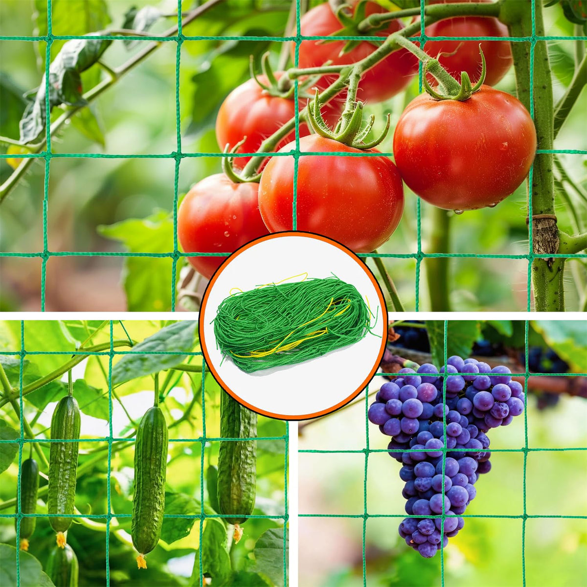 Trellis Netting for Climbing Plants, 6.6x32.8 FT Heavy Duty Garden Trellis Net with 27 Strands Nylon for Cucumber, Grape, Vine, Vegetables, Flowers, Bean, Tomato Grow Trellis Net (Green, 1 Pack)