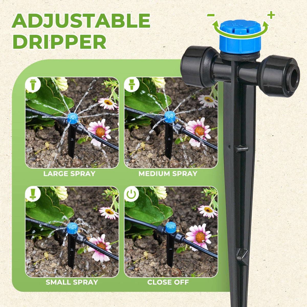HIRALIY 50FT Garden Watering System, Drip Irrigation Kits for Plants, New Quick Connector, Blank Distribution Tubing, Saving Water Automatic Irrigation Equipment for Patio Lawn