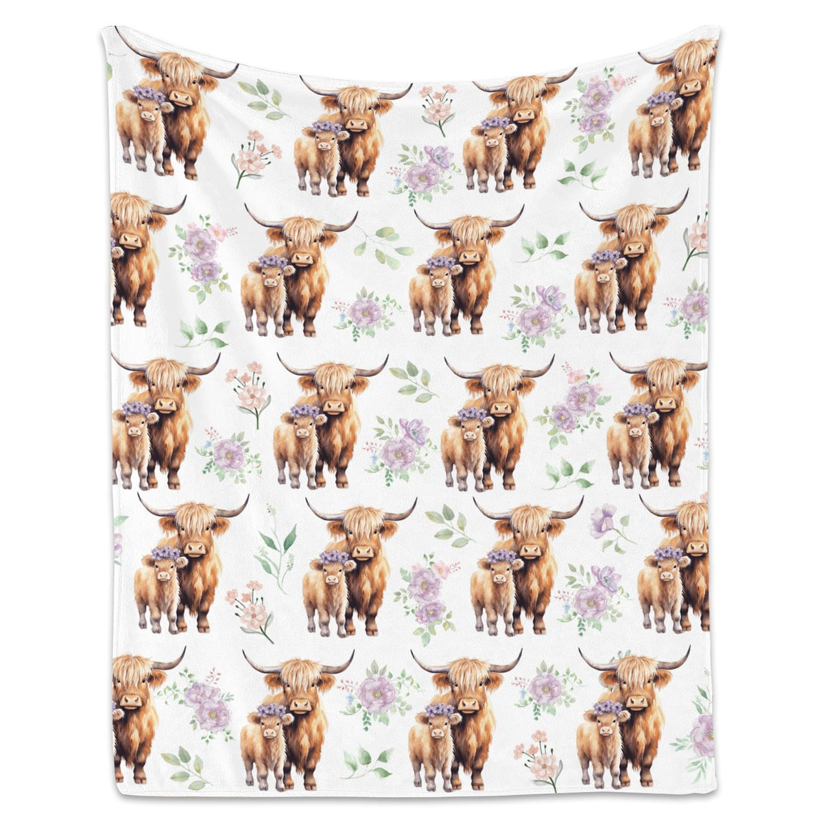 Highland Cow Blanket for Kids, Cozy Soft Throw Gifts, Cute White Flannel Throw Blankets for Couch Office, 30x40 Inches