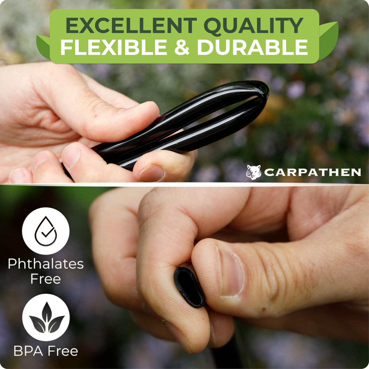 CARPATHEN 100ft Drip Irrigation Tubing - Mainline - (5/16" ID - 7/16" OD) Black PVC Water Line