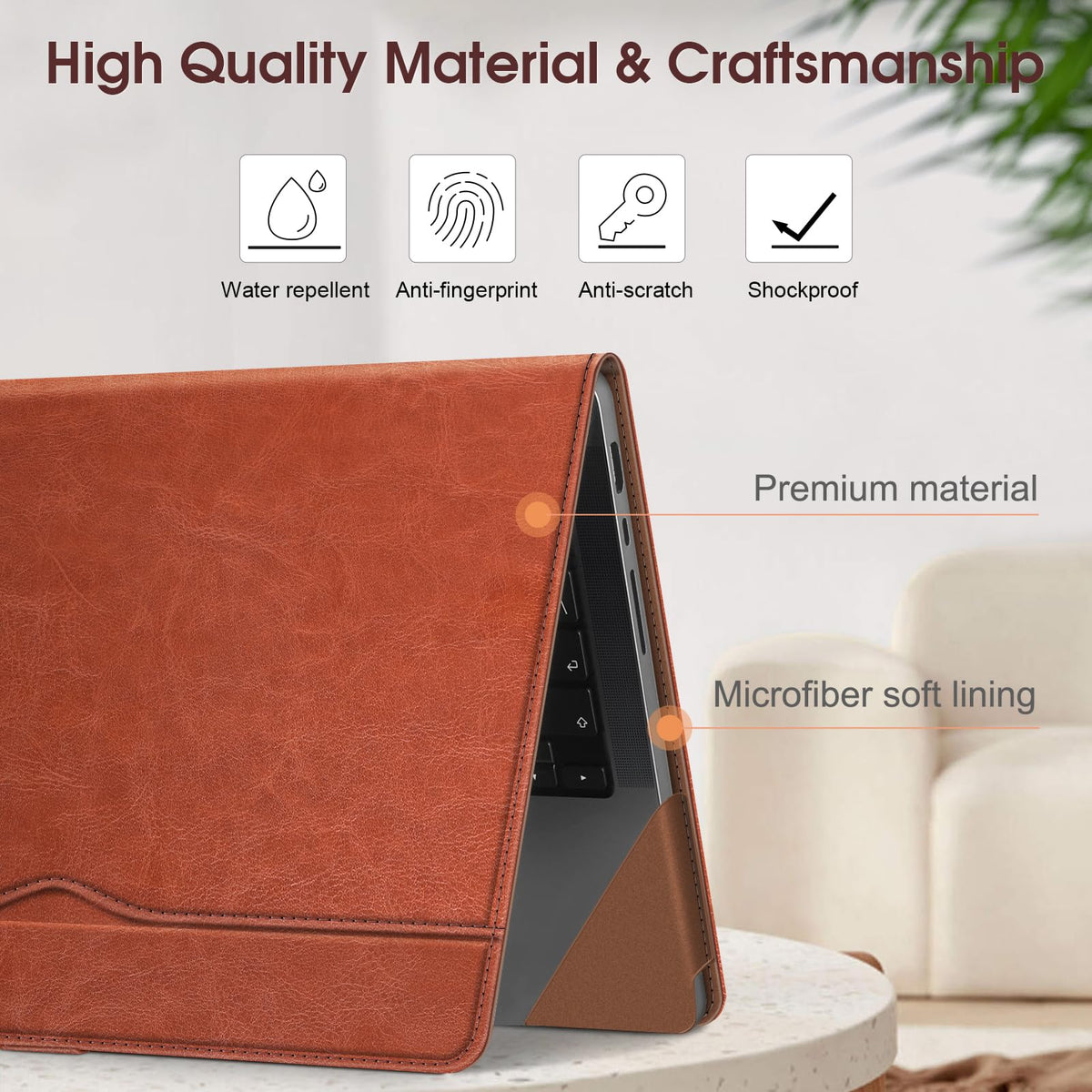 Fintie Sleeve Case for MacBook Pro 14 Inch A3427 A3426 A3434 A3401 A3185 A3112 A2992 A2918 A2779 A2442 (2026-2021), PU Leather Folio Cover for MacBook Pro 14" M5/M4/M3/M2/M1, Brown