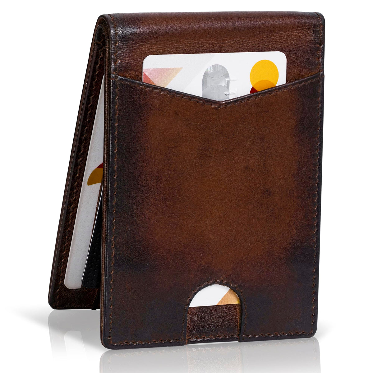 BULL GUARD Bifold Leather Wallet Slim No Air Tag