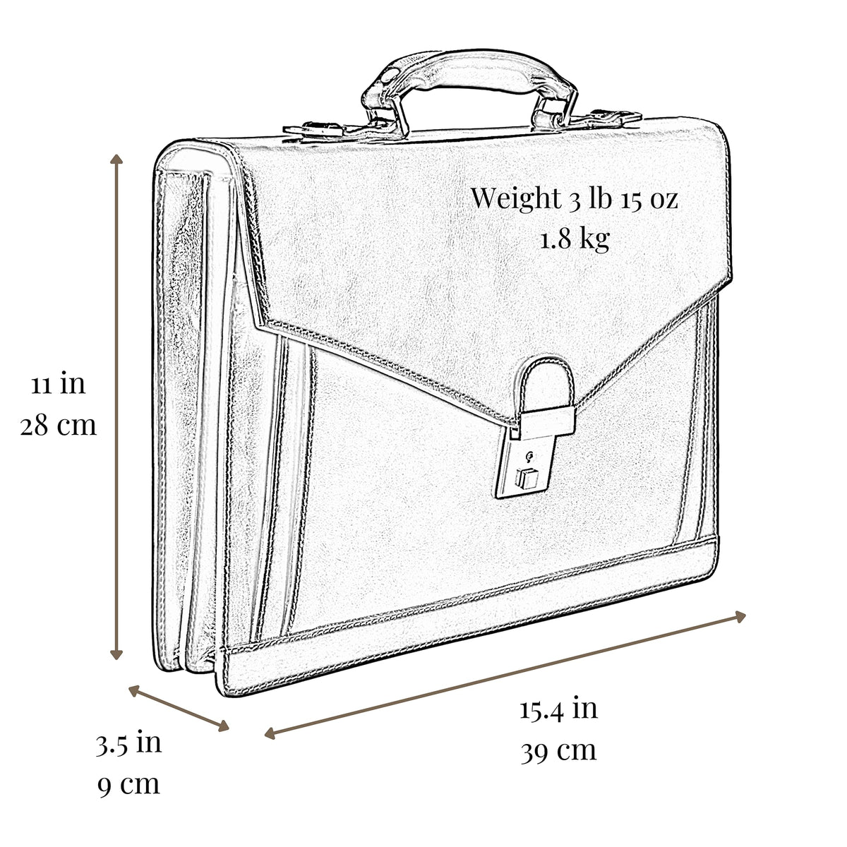 Time Resistance Leather Briefcase for Men - Business Laptop Bag - Italian Handmade Leather Bag - Attache - Gift Box Included (Green)