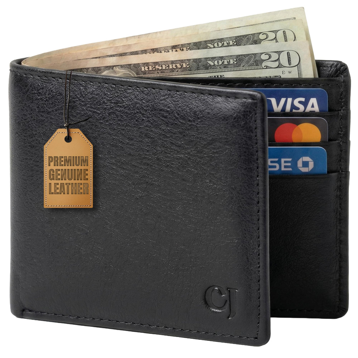 Cuir Jackets Top Grain Leather Wallet for Men | RFID Blocking Genuine Leather Wallets for Men | Secure and Durable Extra Capacity Bifold Wallet with 2 ID Windows and Upto 9 Card Slots (Black)