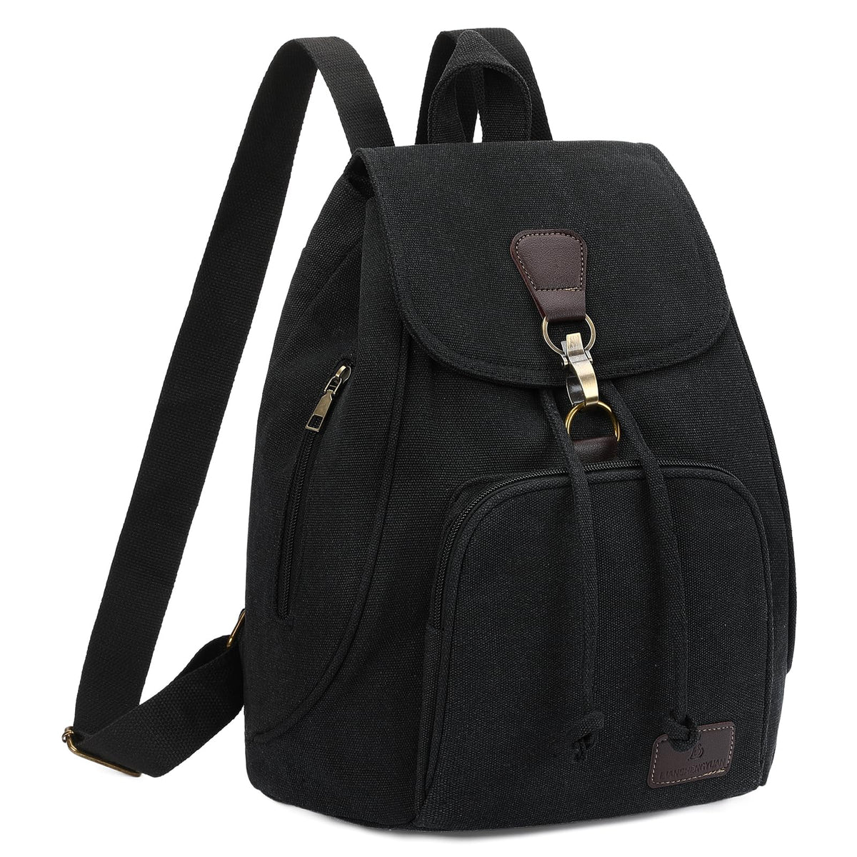 GAEKEAO Small Backpack for Women Canvas Mini Backpack Purse Casual Daypack for Daily Travel Work Sports College Shopping (Black)