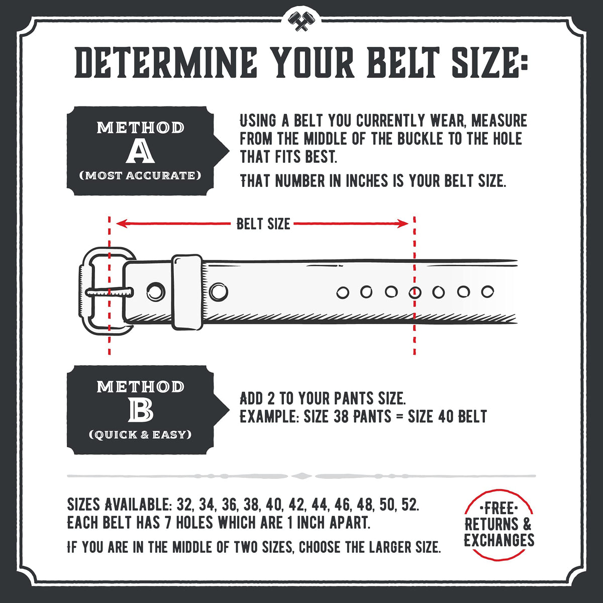 Main Street Forge Journeyman Leather Belt | Made in USA | Black w/Silver Buckle | Size 38
