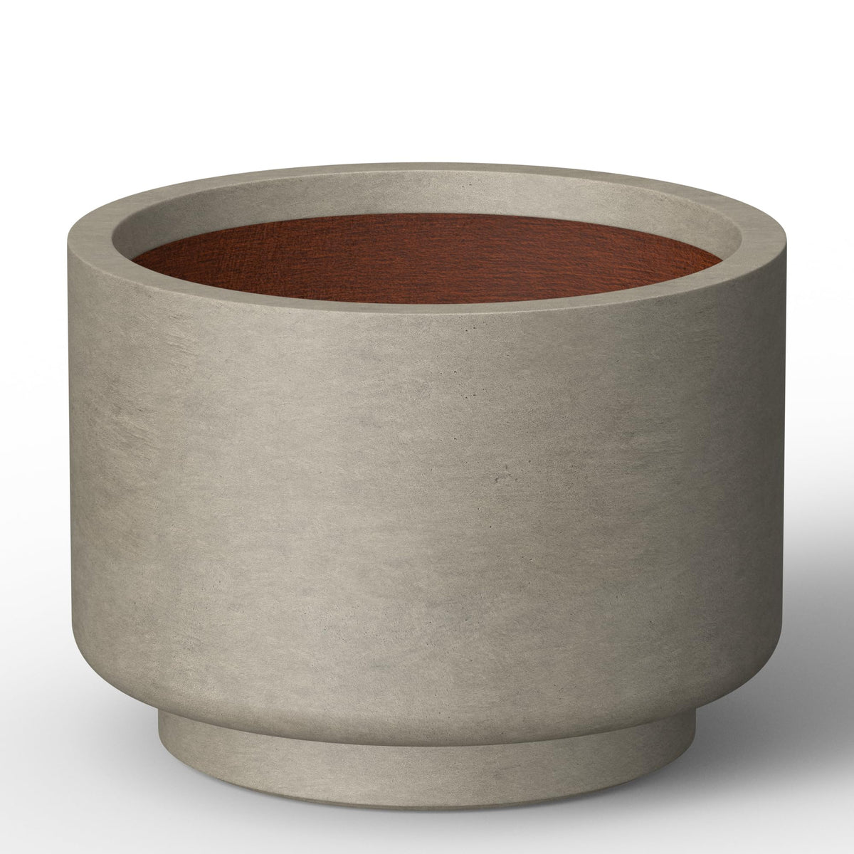 Kante 9.8 Inch Dia Concrete Planter, Round Pedestal Design Garden Pot for Indoor Outdoor Plants, Modern Flower Pot with Drainage Hole, Weathered Concrete Finish with Painted Interior