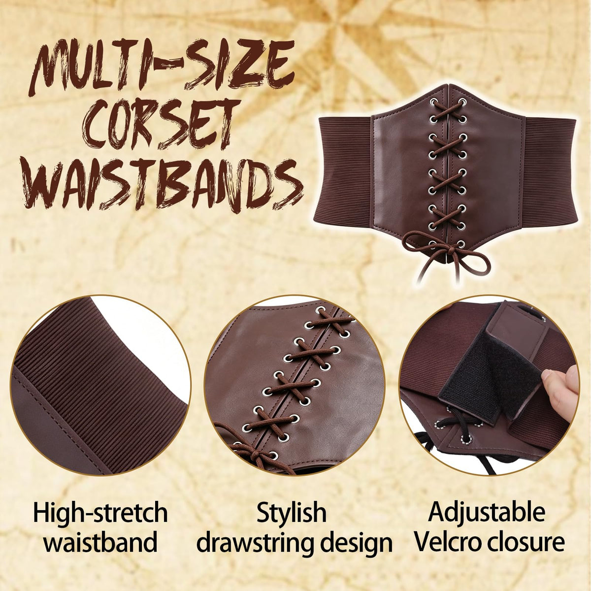 Renaissance Belt Pouch Corset Waistband Magic Potion Bottle Skirt Hike Steampunk Costume Accessory(Brown-B, X-Large)