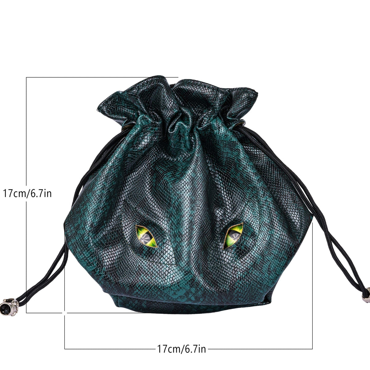 KSNDie Large DND Dice Bag Leather Dice Storage Bag Dark Green D&D Drawstring Pouch with Pockets for RPG Table Games - Can Hold 200+ Polyhedral Dice