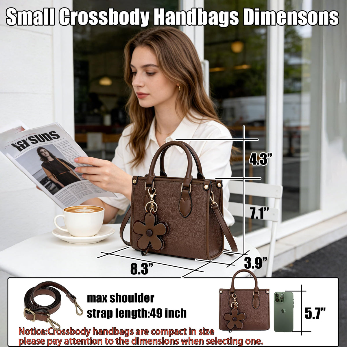 Small Crossbody Bags for Women Mini Leather Shoulder Satchel Purses Top Handle Tote Handbags with Adjustable Strap for ladies