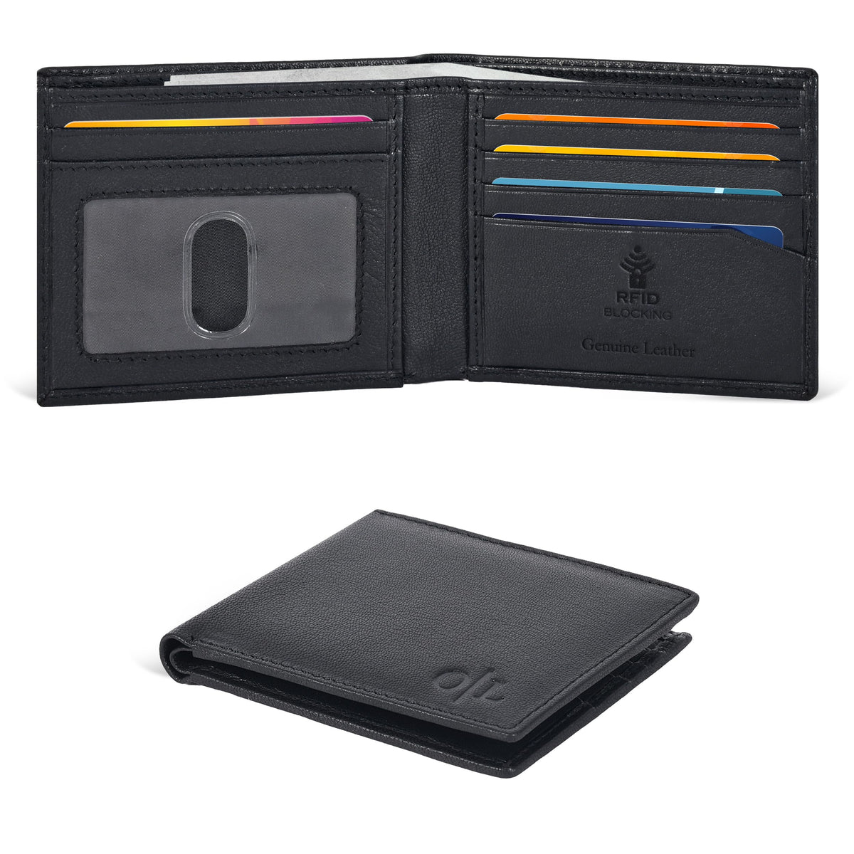 Oak Leathers Slim Leather Wallet for Men - RFID Wallets 6 Credit Card Holder Ultra Thin Gift for Mens, Front Pocket Minimalist Design (Nappa Black)